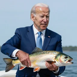 president biden riding a fish, realistic, 8 k, ultra details, highly detailed face, sharp focus