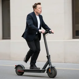 elon muskie musk on an e - scooter