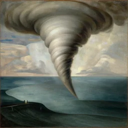 michaelangelo painting of a tornado in the sea