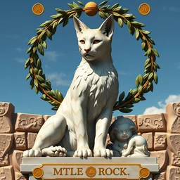 a masterpiece hyperdetailed dnd tarot card, magnificent olive laurel wreaths as depicted in a colossal cute caracal marble statue, hd tarot card depicting monumental statue of a cute caracal hdr, 8 k, artstationhq, digital art