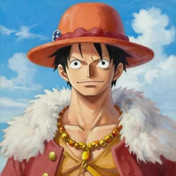 portrait of luffi from onepiece, oil painting