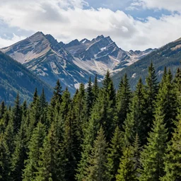 canadian forest with mountains, 4 k, high detail, high - resolution photograph, professional photography, ultra - detail