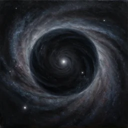 A Supermassive black hole at the center of a distant galaxy, oil on canvas, Trending on Artstation, 4K
