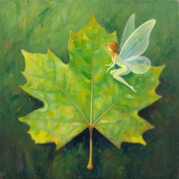 mapple leaf fairy, high fantasy, acrylic painting