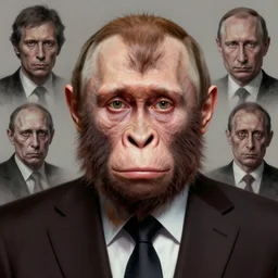 a portrait of anthropomorphic vladimir putin similar monkey putin face, vladimir putin transformation monkey anthropomorphic hybrid, macabre, horror, by donato giancola and greg rutkowski and wayne barlow and zdzisław beksinski, realistic face, visible face, digital art, artstation, symmetry
