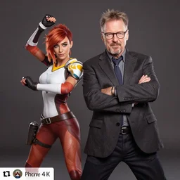 professional fine detailed photo portrait of walter white dancing with tracer from overwatch, rich colors, professional iphone photo, iphone 4 k photo, instagram, realistic photo, detailed photo, very beautiful photo