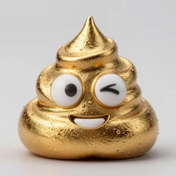 poop emoji metallic, golden, macro 8 mm