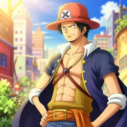 Hi-tech city, warm light, colourful by Eichiro Oda, One Piece, 4K, colourful manga