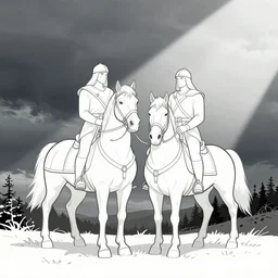 Hengest and Horsa, illustration, simple line art