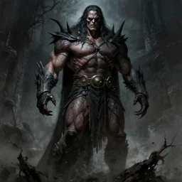 uncut full body portrait of he - man, dark and mysterious and eerie and ominous character, cinematic, epic, highly detailed, intricate, illustration, artwork by marcus whinney and greg rutkowski