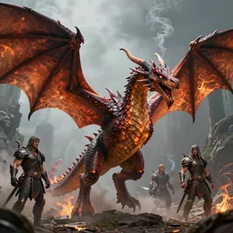 fantasy creature setting, a flying dragon with huge wings, scales, smoke, fire by andreas rocha, peter mohrbacher, monster hunter rise 8 k 3 d photoreal rich detail photography