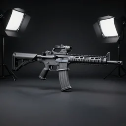 minimalist m4 carbine inspired by Tesla, studio lighting