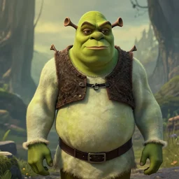 Cyber punk shrek, dystopian, realistic, existential