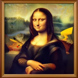 pikachu as the gioconda, painted by leonardo da vinci