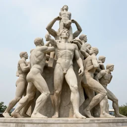 an enormous monument made from climbin humans