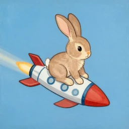 panic attack rabbit riding a rocket by joaquin sorolla