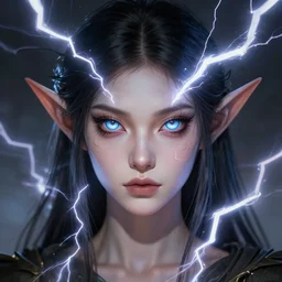 character concept portrait, head-on centralized, elf with cat-eyes. Detailed, high quality, dynamic lightning, fantasy. Artwork by artgerm, WLOP, alex ross, greg rutknowski, Alphonse Mucha