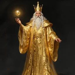 a wizard in golden robes. by guweiz.