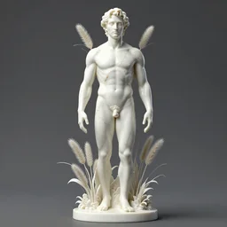 a statue made of white milk with gold veins, of kelsey grammer as frasier crane with fittonias, transhumanism, full body shot, perfect symmetrical body, perfect symmetrical face, hyper realistic, hyper detailed, by johannen voss, by peter kemp, by monia merlo, by michelangelo, by ernst haeckel, by alex grey, octane render, blender, 8 k