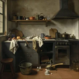 a messy kitchen by aertsen pieter