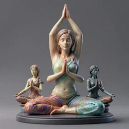 3D print resin sculpture of Emma Watson by Jean-Baptiste Carpeaux and Luo Li Rong and Michael James Talbot, yoga pose, beautiful  body, perfect symmetrical face, colorful, full length shot, elegant, academic art, realistic, 8K, Product Introduction Photo, Hyperrealism, Subsurface scattering, raytracing, soft light, Octane Render, Redshift, Zbrush, renderhub next2020