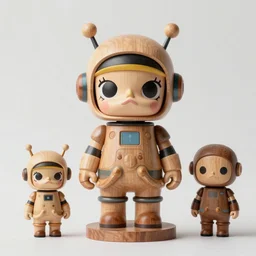 beautiful realistic character a wooden sculpture art toys collection very cute figurine android robot cyberpunk style popart a