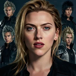 a fancy portrait of a Scarlett Johansson with an intense look in her eyes by Greg Rutkowski, Sung Choi, Mitchell Mohrhauser, Maciej Kuciara, Johnson Ting, Maxim Verehin, Peter Konig, final fantasy , mythical, 8k photorealistic, cinematic lighting, HD, high details, atmospheric,
