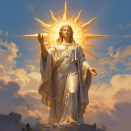 Morgenstern rises in the sky, the sun god of all simulated reality, 8K, digital painting, I can't believe how beautiful it is, wow, hyperreal