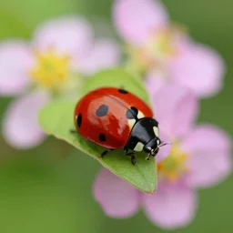 ladybird on a leaf, flowers, 50mm macro photo
