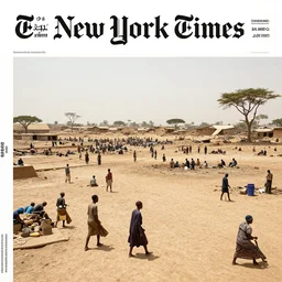 1 9 8 4 ethiopian famine and drought, 8 k, wide angle shot, cover of new york times