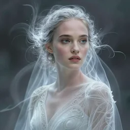 translucent ghost Natalie Portman, diffuse lighting, fantasy, intricate, elegant, highly detailed, lifelike, photorealistic, digital painting, artstation, illustration, concept art, smooth, sharp focus, art by John Collier and Albert Aublet and Krenz Cushart and Artem Demura and Alphonse Mucha