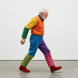 a lonely old man, made of colored things, vivid dynamic composition, by jeff koons, surreal, overblown vibrant colors, masterpiece, physical based rendering, featured on pixiv, octane renderer, trending on pinterest