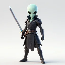 alien samurai holding his quantum sword