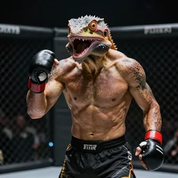 A lizard humanoid mma fighter