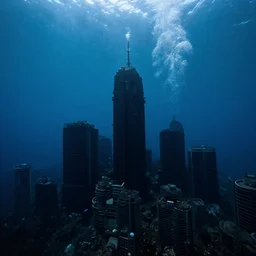 underwater black city in the sky