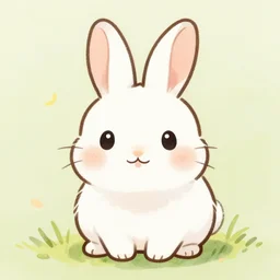 a kawai drawing of a very cute rabbit