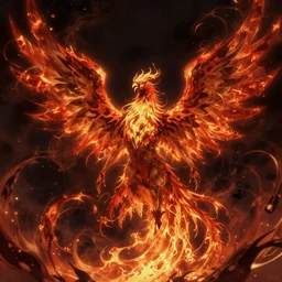 a phoenix glowing with dark power, art by ayami kojima, castlevania