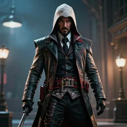 john wick crossover with assassin's creed, atmospheric lighting, volumetric lighting, sharp focus, 6 0 0 0 k,