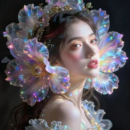 blooming flower, beautiful female portrait concept art by ryohei hase, cgsociety, process art, rococo, bioluminescence, biomorphic
