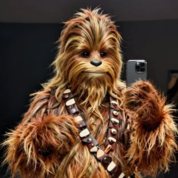 chewbacca as a fashion model, instagram selfie