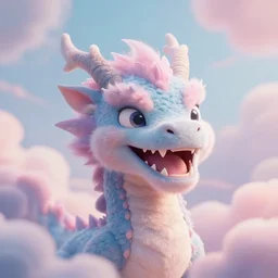 soft pleasing - palette roaring symmetrical spiky friendly creature, close - up, pleasing palette, cute spiky teeth, adorable, friendly, highly detailed, made out of idyllic nebulous clouds sophisticated detailed pastel dragon from scenery fantasia ( 1 9 4 1 )