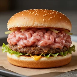 food photography of a mcdonald's brain burger. highly detailed 8 k. intricate. lifelike. soft diffused light. nikon d 8 5 0.