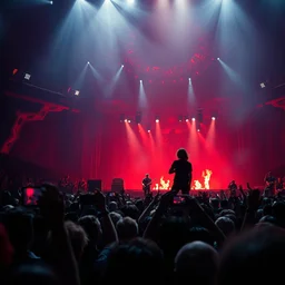 onedirection having a concert in hell, close - up, dramatic, detailed, photorealistic