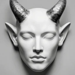 highly detailed black and white photography of a demon face with pointed horns and tentacles, beautiful face, art by durero, illustration