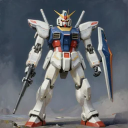 scifi painting of gundam exia by dariusz zawadzki, kenneth blom, mental alchemy, james jean, pablo amaringo, naudline pierre, contemporary art, smooth, sleek