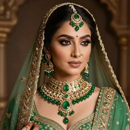 photograph of wonderful princess with smooth fair skin, hindi, green jewelry, breathtaking, elegant, ornate, intricate, hyper detailed, accent lighting, dramatic light, 4 k octane render