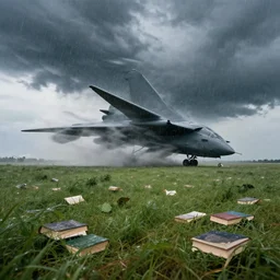 tornado, field, books, wind, rain