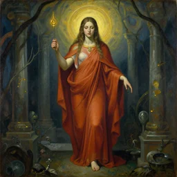 sanctuary of a high priestess of cthulhu 1 8 8 6. medium is oil on wood. by arnold bocklin. highly detailed. trending on arstation. postprocessing.
