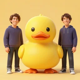 funny rubber cute duck monster by artgerm and beeple and charlie bowater, soft lighting, solid background,