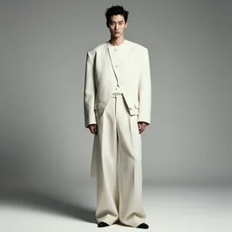 photo model in the style of 2 0 0 0, studio photography, stylish hairstyles, clothes in the style of 1 9 9 0, one model, fashion photography, vogue, cinematic, hyper realism, high detail, perfect face model, full length photo, fashion style clothes from maison margiela, off - white, forbiddenkn 0 wledge, knwls, photography style by photographer conor cunningham